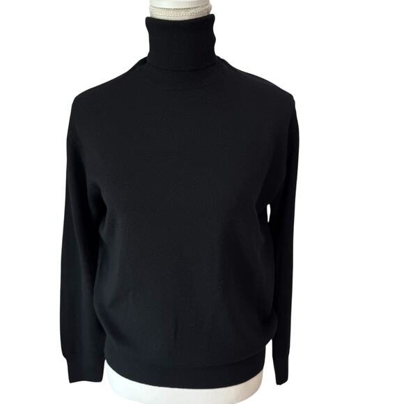 Vintage SEMPLICE Turtleneck Sweater Size S 100% Virgin Wool Made in Italy Black - Picture 1 of 9